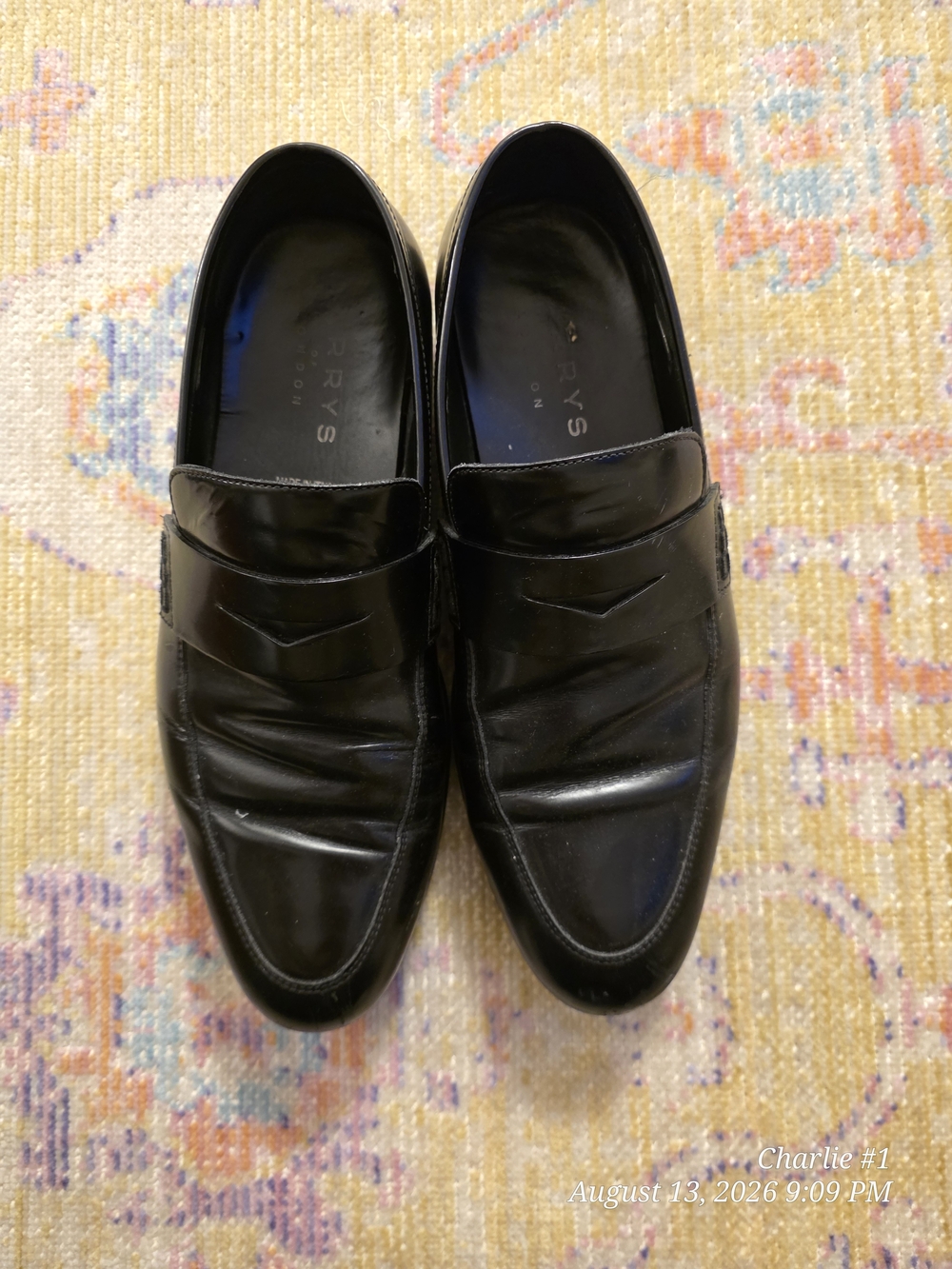 Harry's Of London Men's Black Leather Penny Loafers